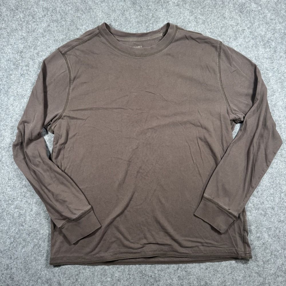 Sonoma Life + Style Long Sleeve T-Shirt Large Brown 100% Cotton Crew Neck